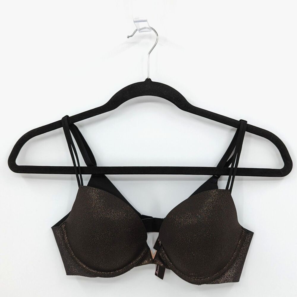 Victoria's Secret Bra Women's 34B Black Gold Sparkle Push Up